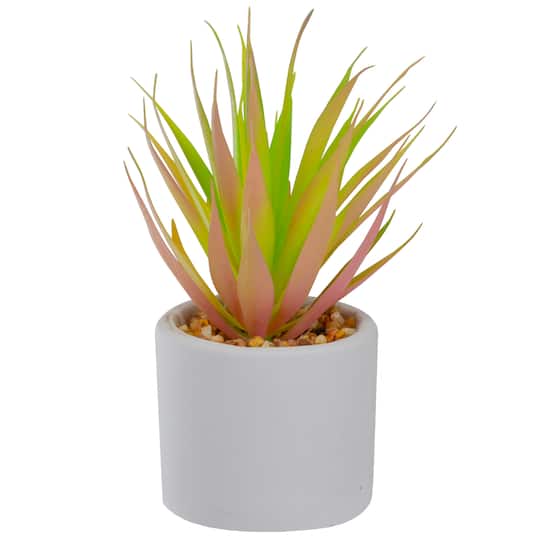 6.5" Green & Pink Sword Grass in White Pot By Northlight | Michaels®